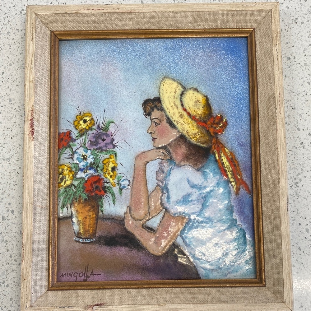 Dom Dominic Mingolla Enamel on Copper Painting one of a kind lovely